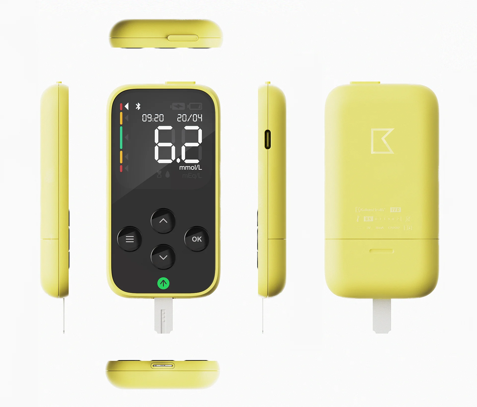 Projection views of the Kalium Health monitor