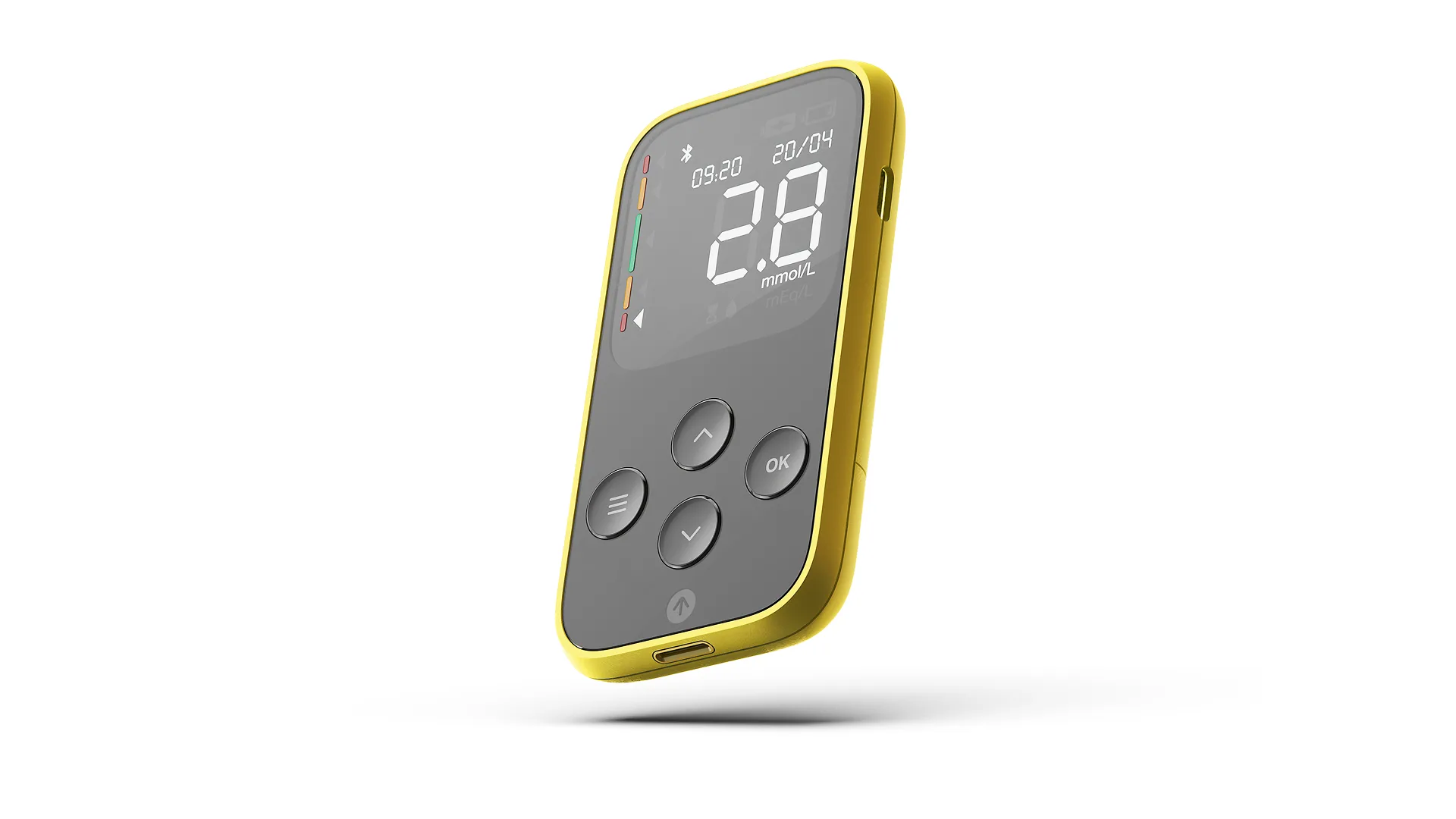 Three-quarter view of the refined Kalium Health monitor design