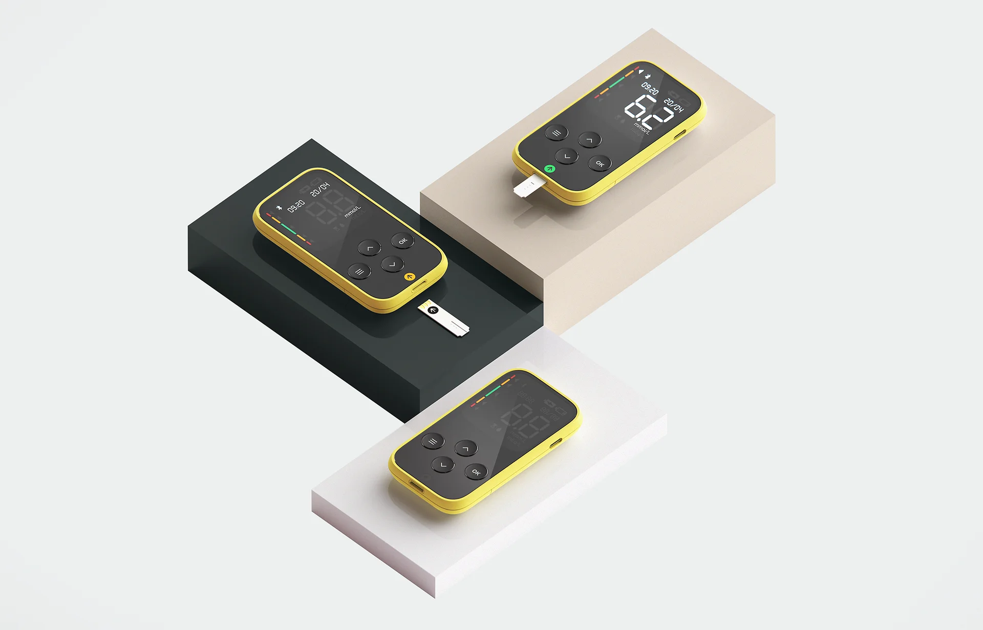 Kalium Health monitor design evolution on plinths