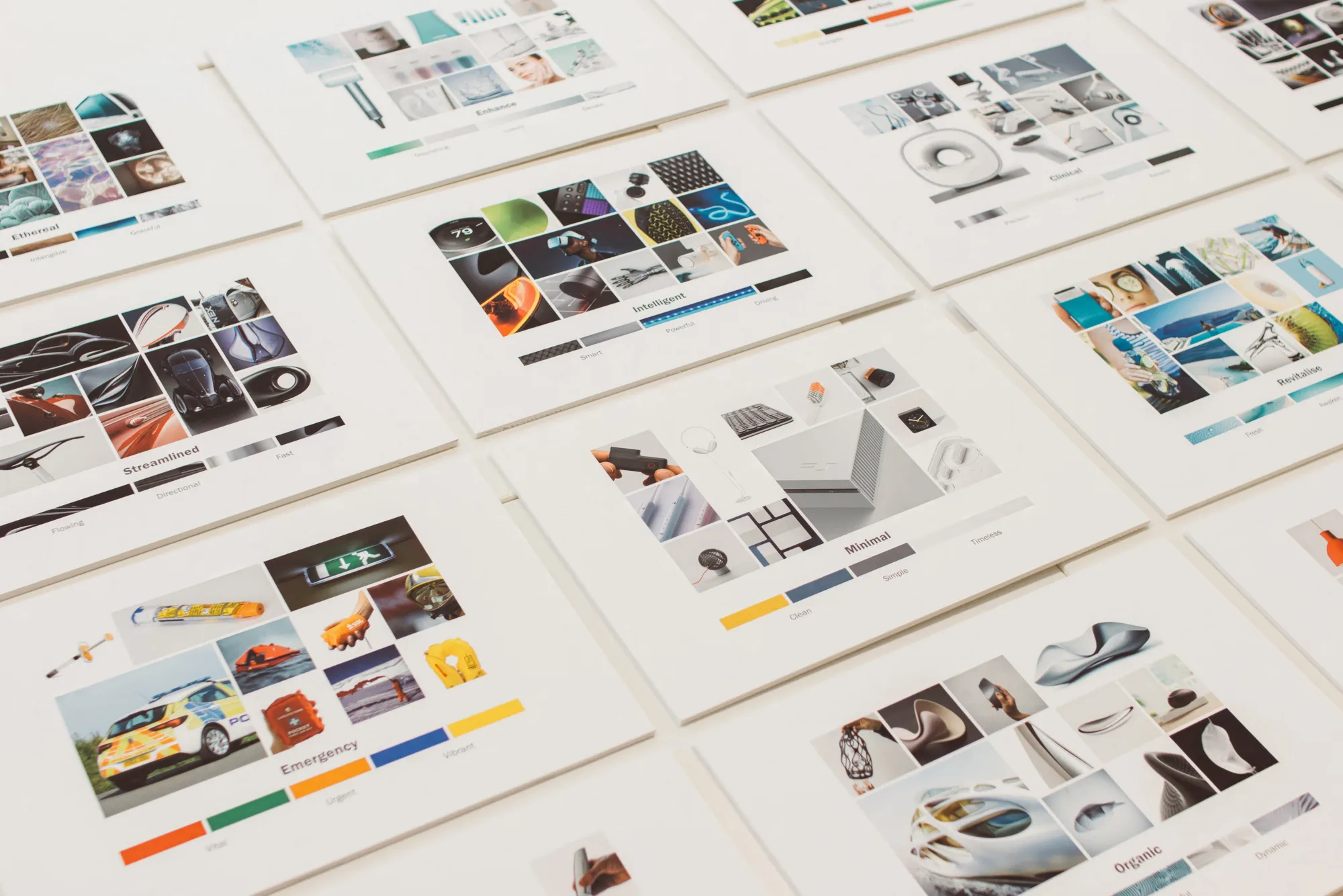 Visual language boards translating the brand promise into brand attributes