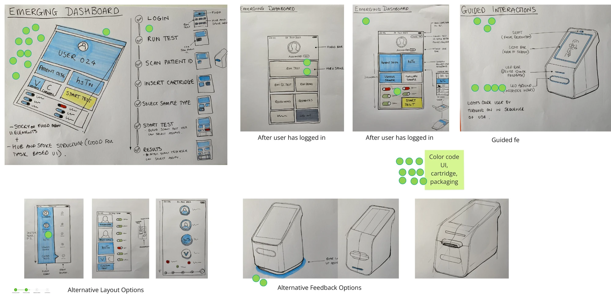 Low resolution UI and UX concept screens for the Osler Origin
